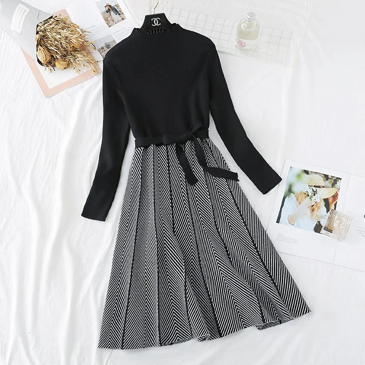 Knitted dress women's inner small fragrant wool dress  2149 Wrap unclassified dresses