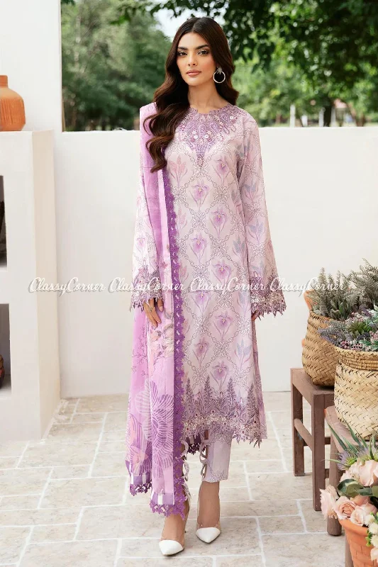 Lilac Lawn Printed Suit Best floral dresses for beach vacations