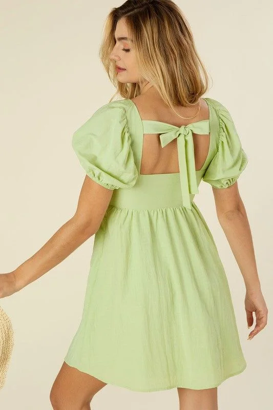 Lilou Tie back dress with puff sleeves Beach unclassified dresses