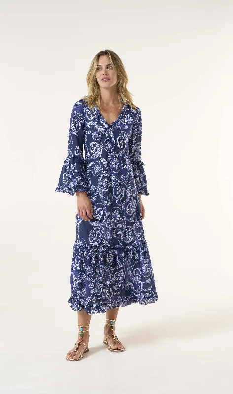 Long Indi Beco Navy Casual Maxi Outfit