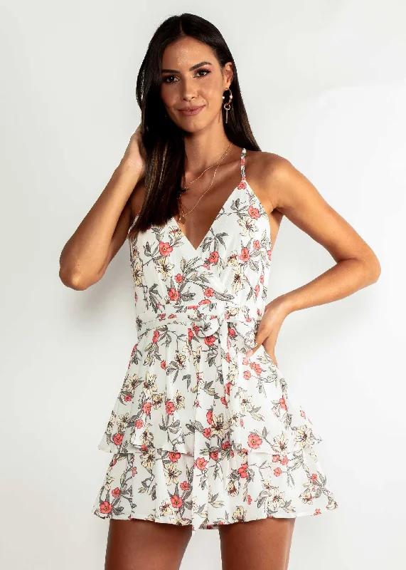 Lunar Spell Playsuit - White Floral A-line floral dresses