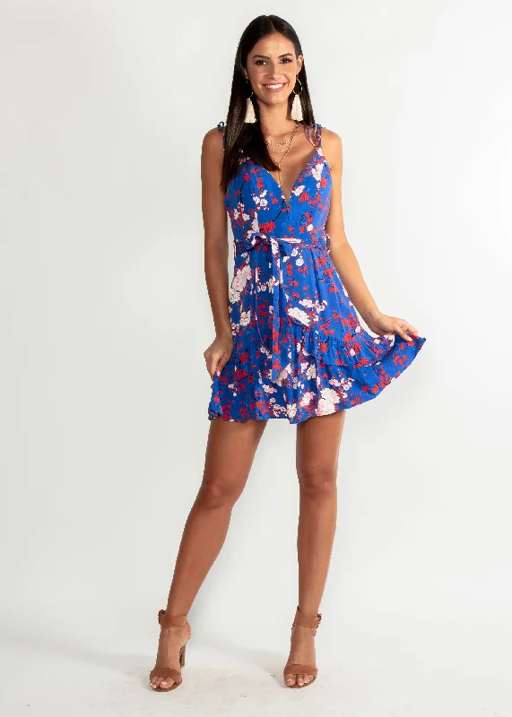 Matilda Swing Dress - Blue Floral Midi floral dresses