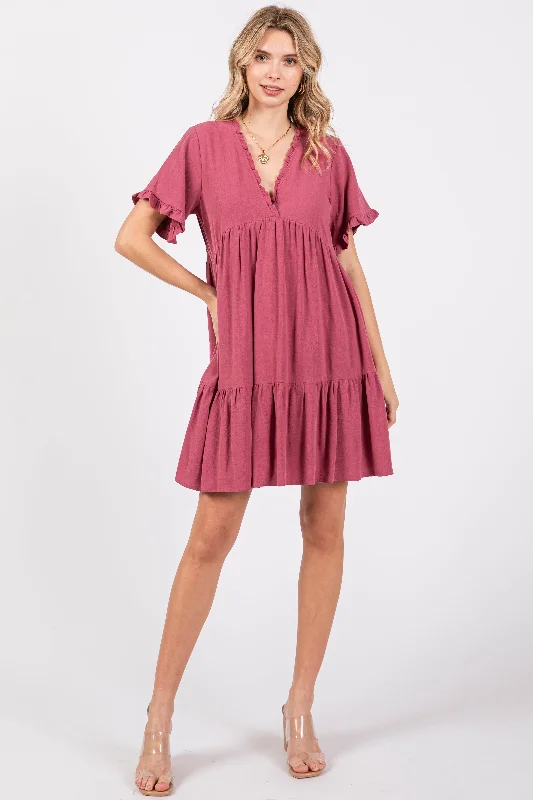 Mauve Ruffle Hem Dress Fall unclassified dresses