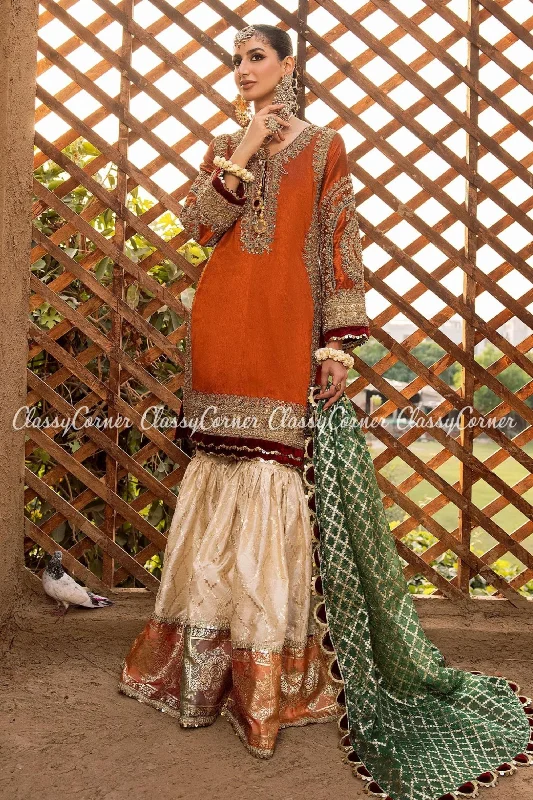 Multicolor Pakistani Bridal Wear Gharara Beach unclassified dresses