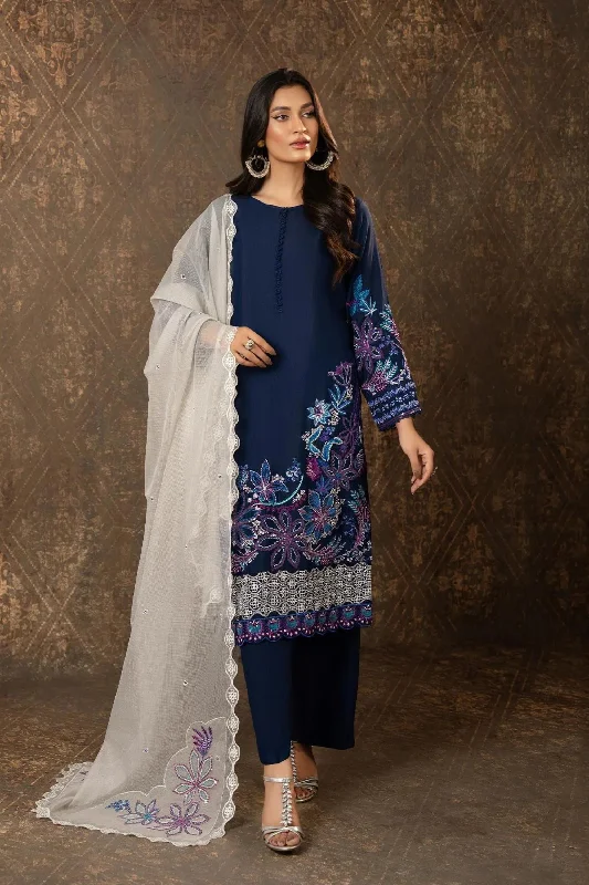 Navy Blue Readymade 3PC Suit Popular unclassified dresses