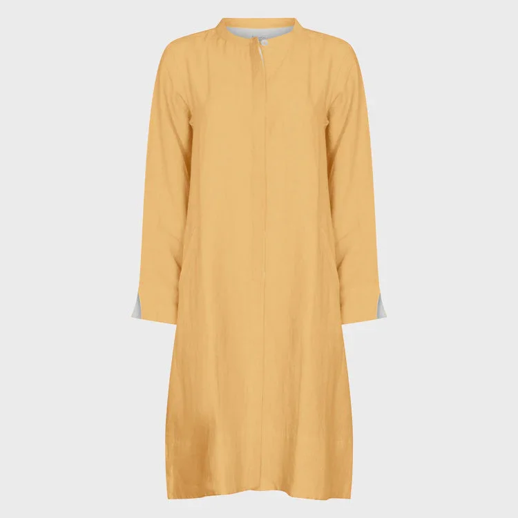 NOLOGO Super mix gold linen coat dress Vacation unclassified dresses