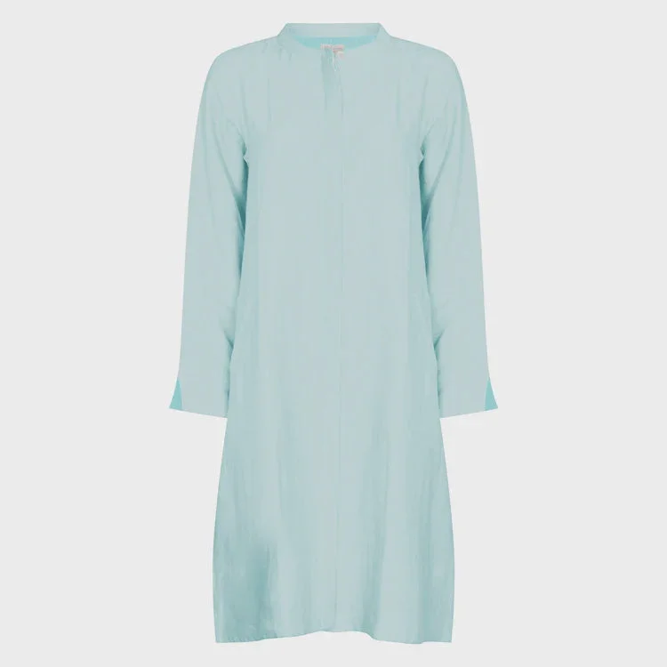 NOLOGO Super mix sky blue linen coat dress Casual unclassified dresses