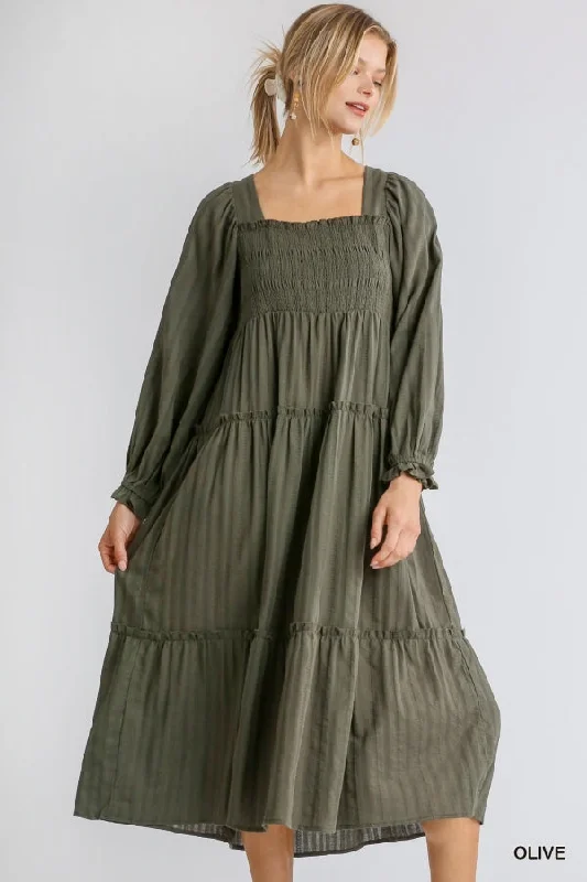 Olive Ruffle Tie Back Dress High-low unclassified dresses