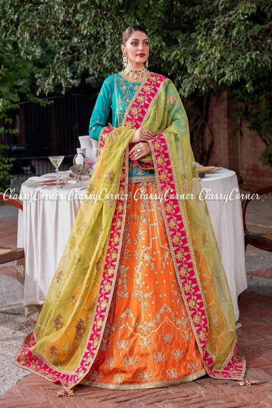 Pakistani Multicolor Raw Silk Embroidered Bridal Wear Outfit Wedding guest unclassified dresses