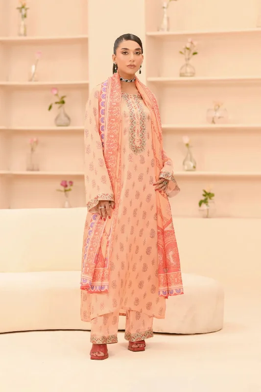 Pakistani Peach 3pc Silk Suit Mesh unclassified dresses