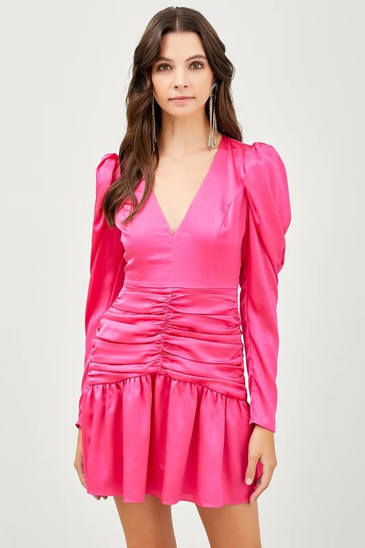 Paris Pink Lindsay Ruffle Dress Satin unclassified dresses