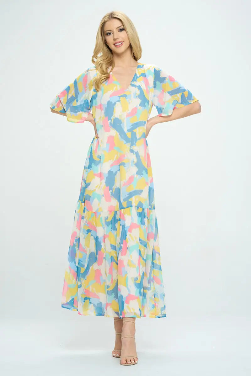 Pastel Dreams Flutter Sleeve Dress Small-3X!! Travel unclassified dresses