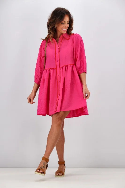 Roseason Poppy Dress Hot Pink Smocked unclassified dresses