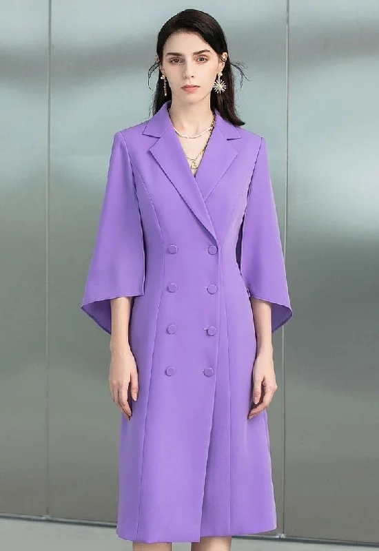 Royal Amethyst Flutter Sleeve Coat Dress Silk unclassified dresses