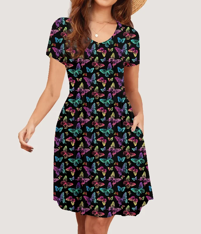 Rainbow Butterflies Pocket Dress (ready to ship) Embroidered unclassified dresses