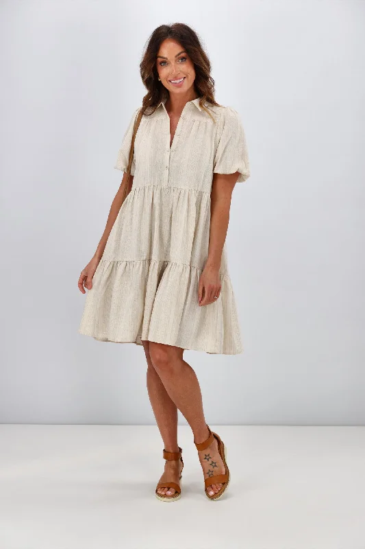 Sass Saba Dress Natural Stripe Neutral tone unclassified dresses