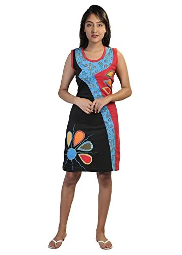 Sleeveless Multicolored Dress with Colorful Patches and Embroidery Anniversary unclassified dresses