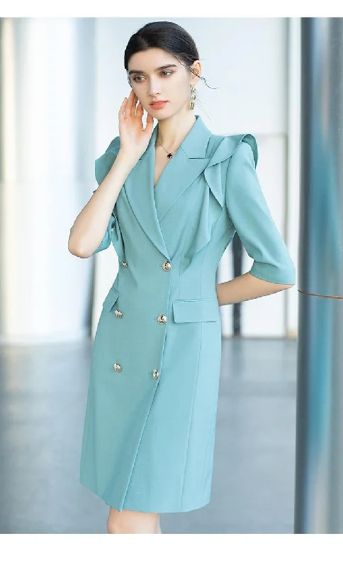 Sophisticated Teal Blue Tailored Dress Casual unclassified dresses