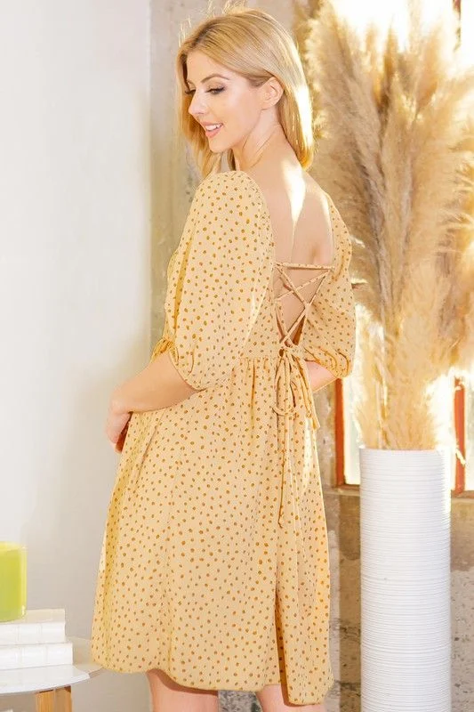 Orange Farm Clothing | Spagetti Tie Back Puff Sleeve Woven Dress Vacation unclassified dresses