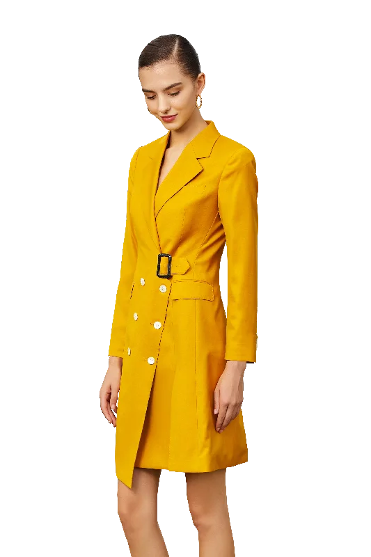 Sunny Marigold Belted Trench Dress with Statement Buttons Petite unclassified dresses