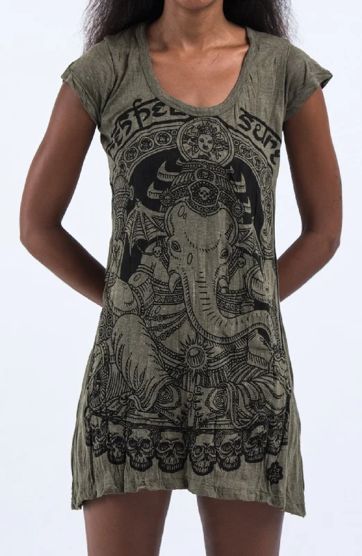 Sure Design Women's Batman Ganesh Dress Green Earthy tone unclassified dresses