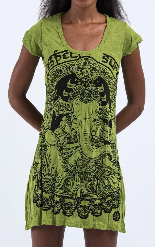 Sure Design Women's Batman Ganesh Dress Lime Printed unclassified dresses