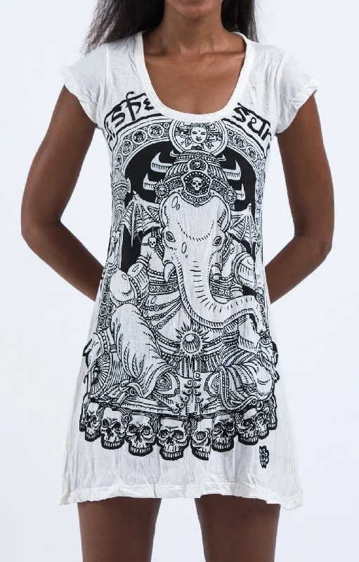 Sure Design Women's Batman Ganesh Dress White Embroidered unclassified dresses