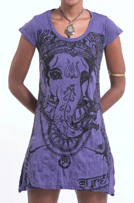 Sure Design Women's Big Face Ganesh Dress Purple A-line unclassified dresses