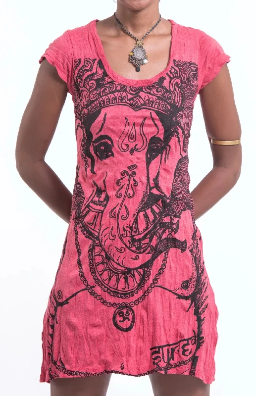 Sure Design Women's Big Face Ganesh Dress Red Chic unclassified dresses