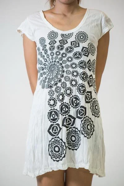 Sure Design Women's Chakra Fractal Dress White Flowy unclassified dresses