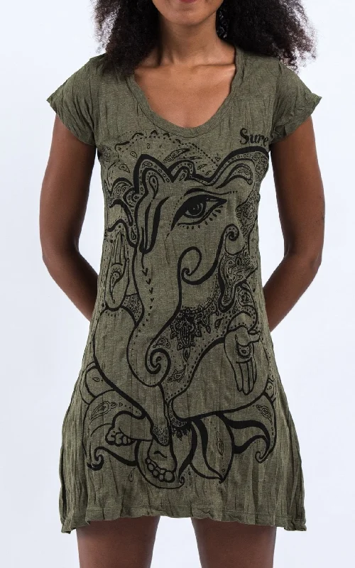 Sure Design Women's Cute Ganesha Dress Green Luxury unclassified dresses