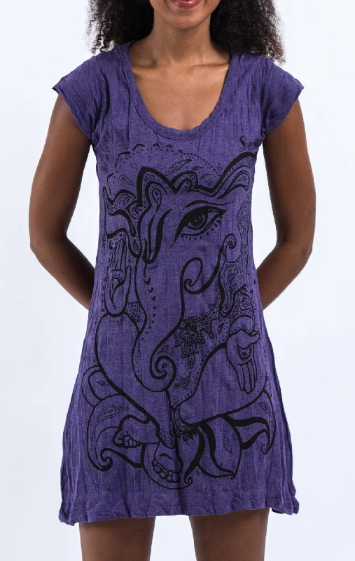 Sure Design Women's Cute Ganesha Dress Purple Everyday wear unclassified dresses