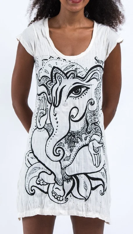 Sure Design Women's Cute Ganesha Dress White Engagement unclassified dresses