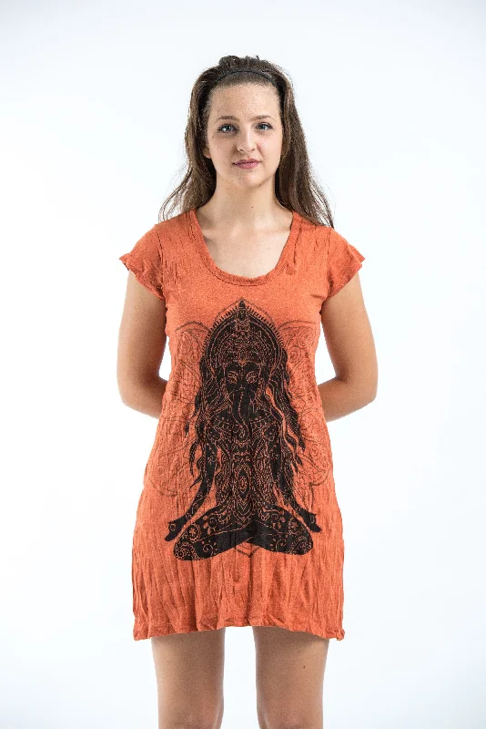 Sure Design Women's Ganesh Mantra Dress Orange Casual unclassified dresses