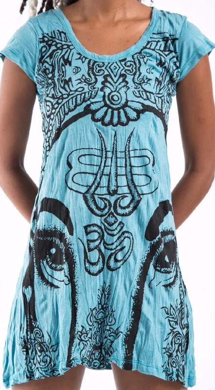 Sure Design Women's Indian Gods Dress Turquoise High-end unclassified dresses