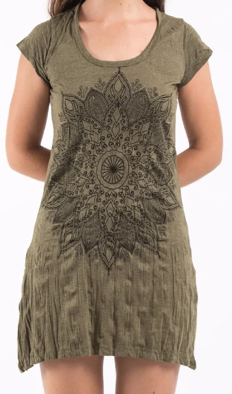 Sure Design Women's Lotus Mandala Dress Green Cocktail unclassified dresses