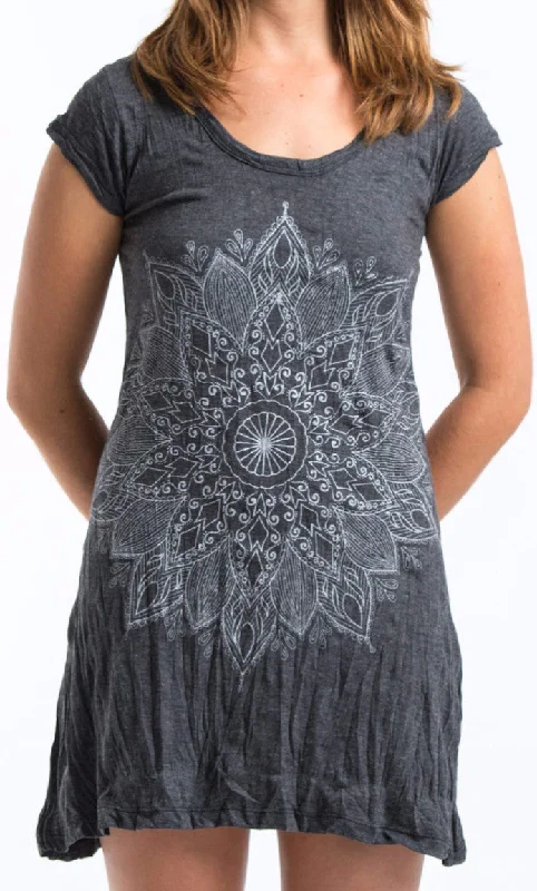 Sure Design Women's Lotus Mandala Dress Silver on Black Knitted unclassified dresses