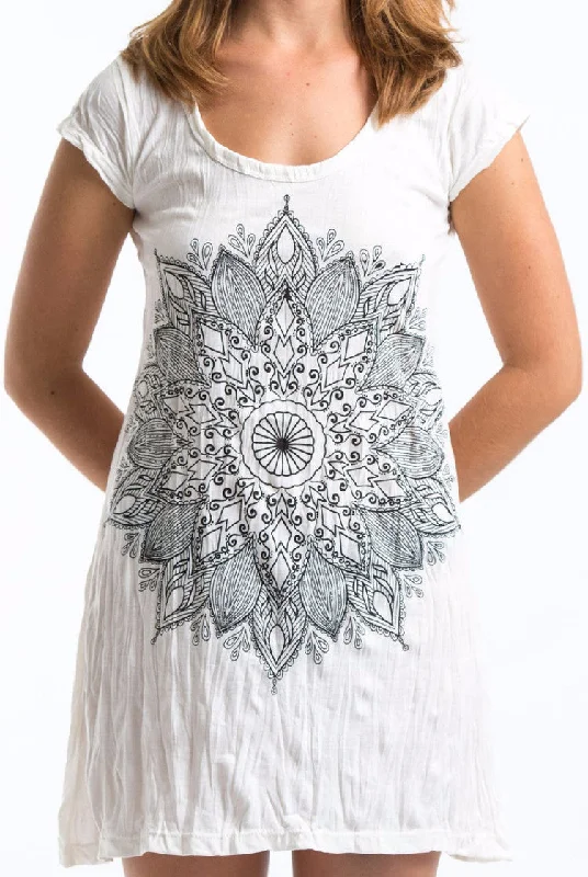 Sure Design Women's Lotus Mandala Dress White Long unclassified dresses