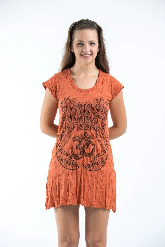 Sure Design Women's Ohm hands Dress Orange Lace unclassified dresses