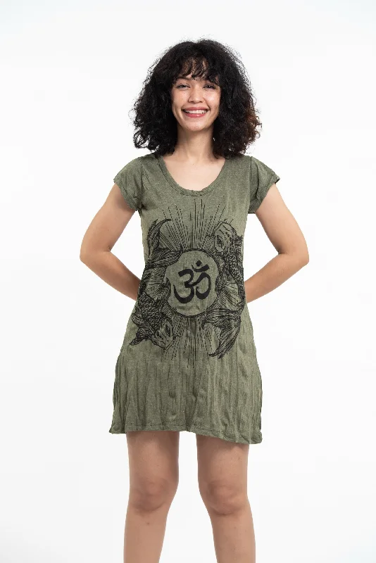 Sure Design Women's Om and Koi Fish Dress Green Winter unclassified dresses