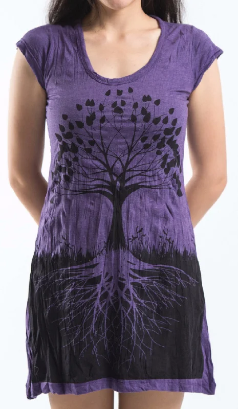 Sure Design Women's Tree of Life Dress Purple Petite unclassified dresses