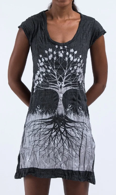 Sure Design Women's Tree of Life Dress Silver on Black Trendy new unclassified dresses