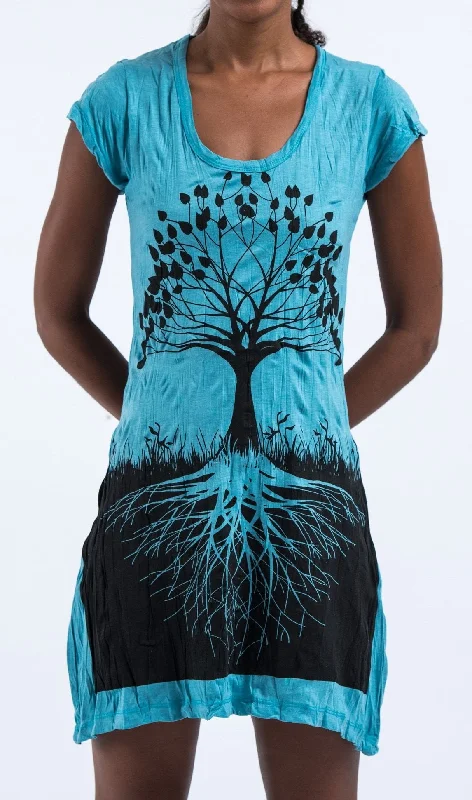 Sure Design Women's Tree of Life Dress Turquoise Engagement unclassified dresses