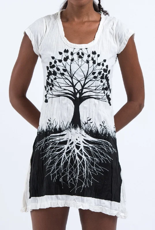 Sure Design Women's Tree of Life Dress White Breathable unclassified dresses