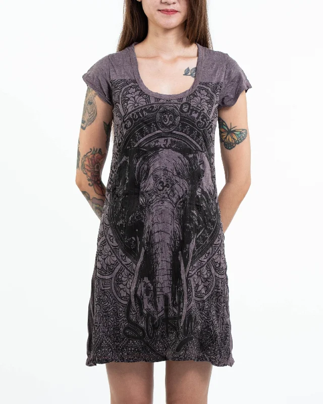 Sure Design Women's Wild Elephant Dress Brown Vintage unclassified dresses