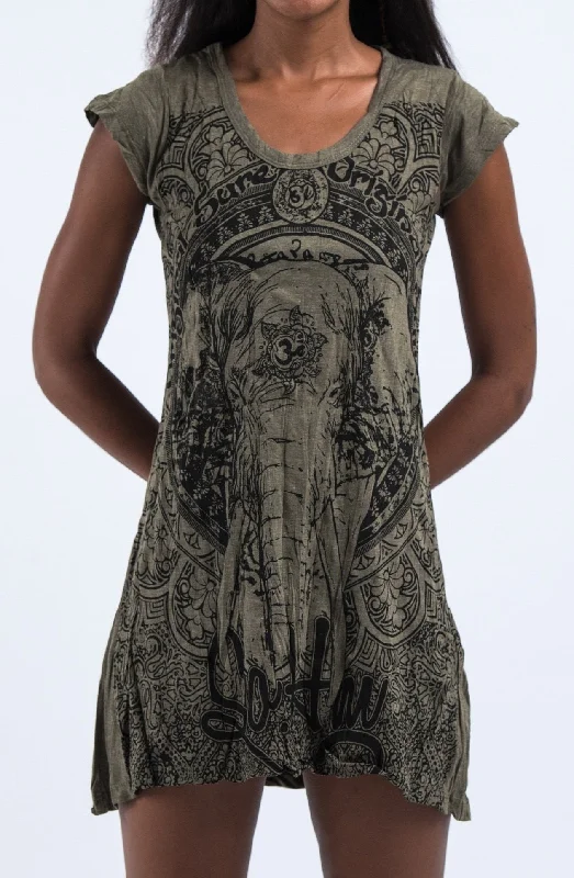 Sure Design Women's Wild Elephant Dress Green Open-back unclassified dresses