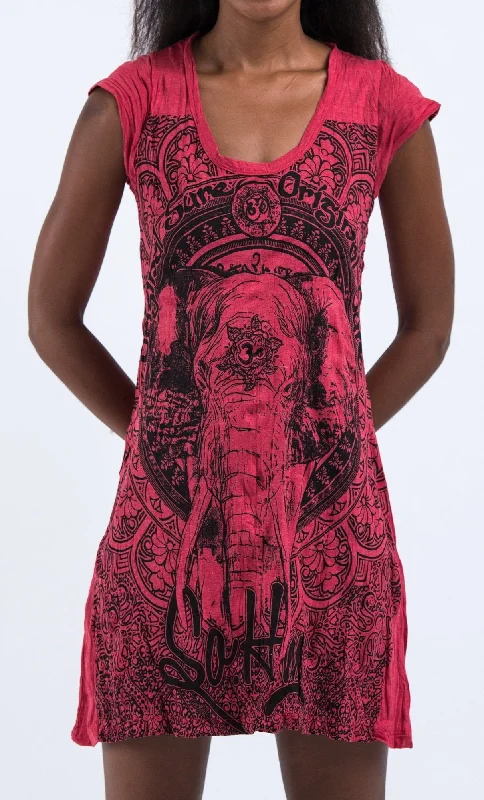 Sure Design Women's Wild Elephant Dress Red Popular unclassified dresses