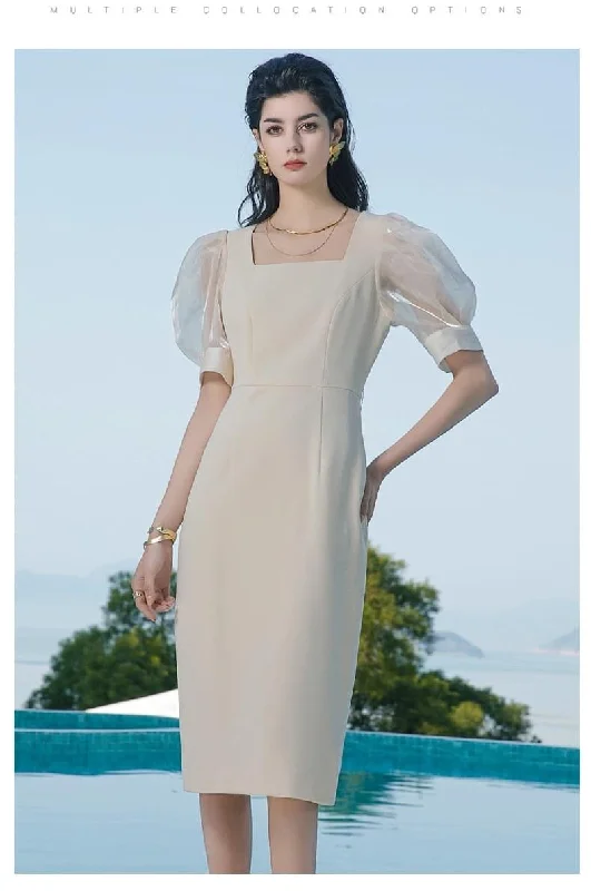 Translucent Puff Sleeves With Elegance Sheath Dress Holiday unclassified dresses