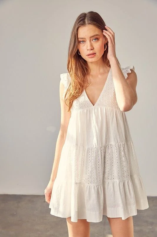 V Neck Eyelet Dress Elegant evening unclassified dresses