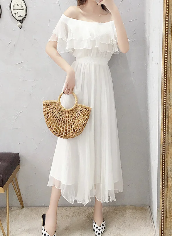 White chiffon summer dress fashion girl dress  1111 Monochrome unclassified dresses